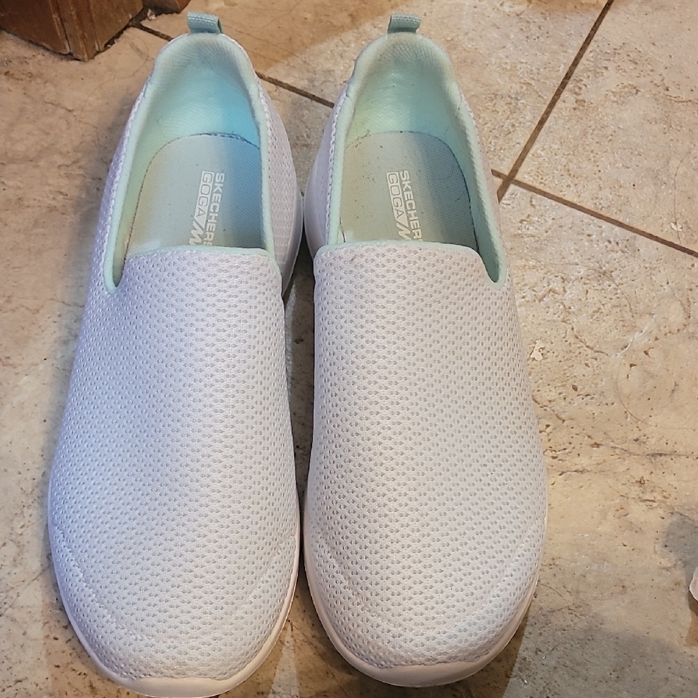 Skechers White Slip-On Sneakers Breathable Mesh